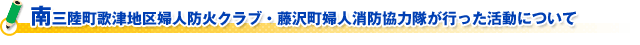 南三陸町歌津地区婦人防火クラブ・藤沢町婦人消防協力隊が行った活動について