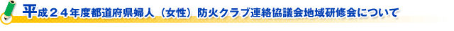 平成２４年度都道府県婦人（女性）防火クラブ連絡協議会地域研修会について