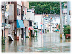 平成26年8月の台風第11号による浸水被害（高知県四万十町　内閣府提供）